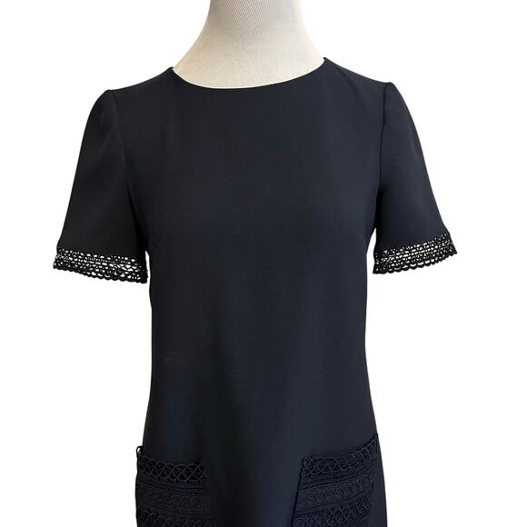 Maggy London Navy Sheath Dress with Crochet Trim and Pockets - Picture 2 of 9